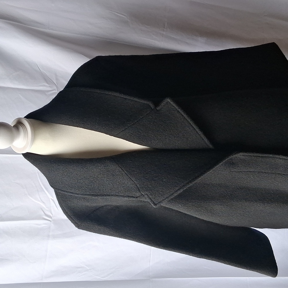 Quince 100% Merino Wool Shawl Collar Long Coat Black M - Picture 13 of 15